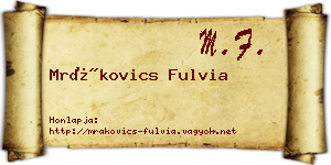 Mrákovics Fulvia névjegykártya